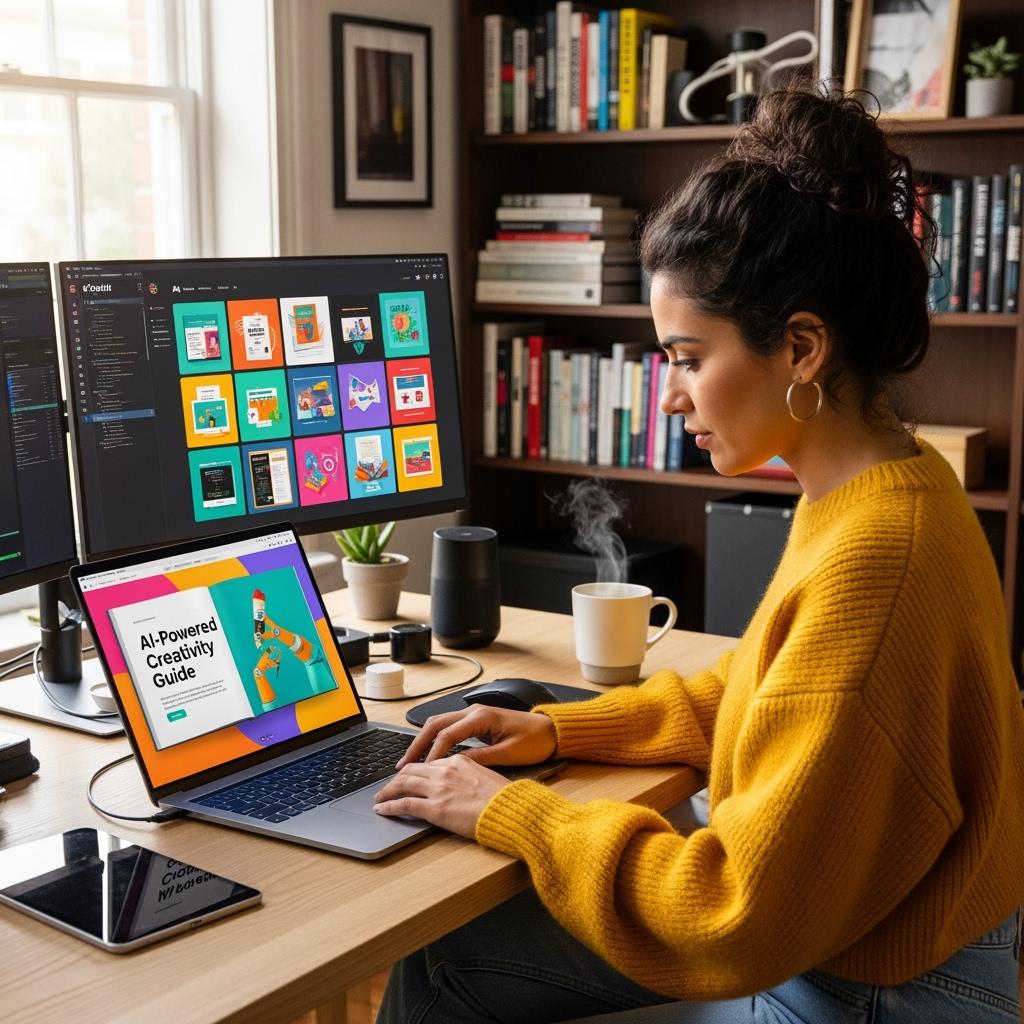 Ultra realistic photo of a freelancer working from home with a laptop, headphones on, coffee mug next to them. Minimalist cozy workspace with plants, daylight coming from the window. The person looks focused, typing quickly, showing productivity and autonomy.