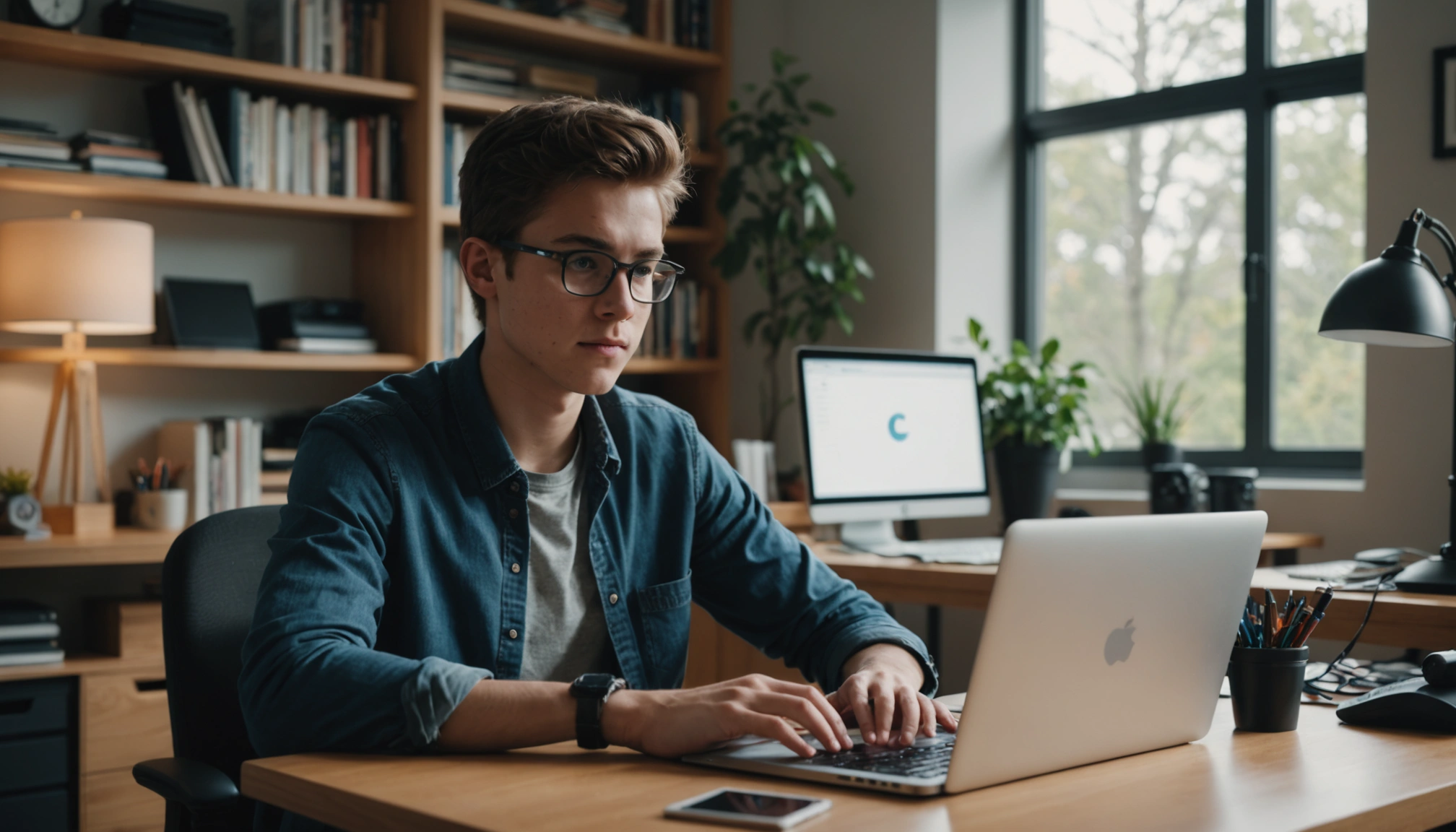 etudiant ingenieur travail sur son laptop